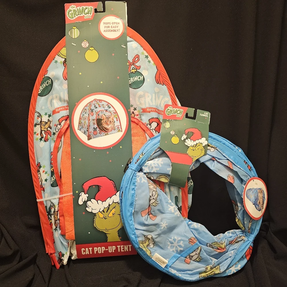Grinch Cat Pop-Up Tent and Tunnel Set